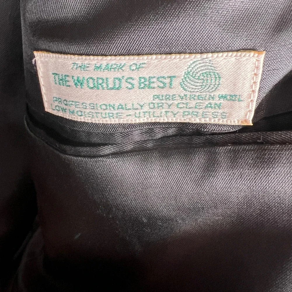 Austin Reed Mens 42L Double Breasted Blazer Black Pure Virgin Wool‎ Gold Button